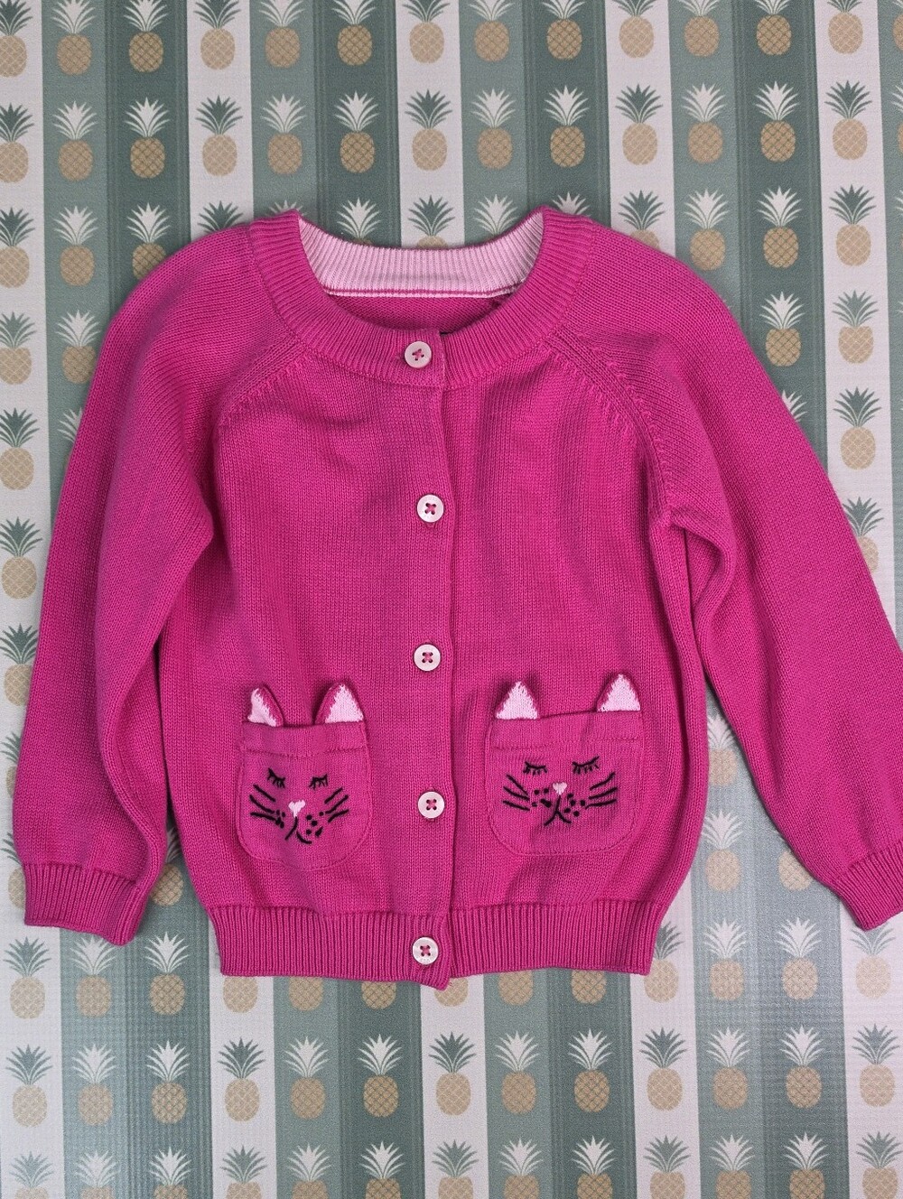 Joules Pink Cat Pocket Cardigan Sweater